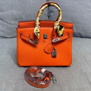 Birkin style genuine leather 25cm small tote